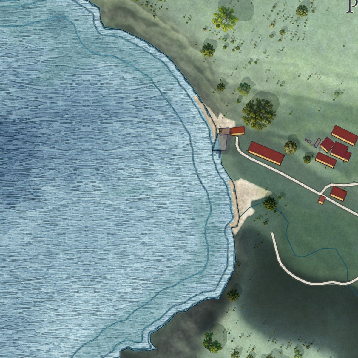 Second close-up of the map of Point Arena, California print showing more streets and buildings