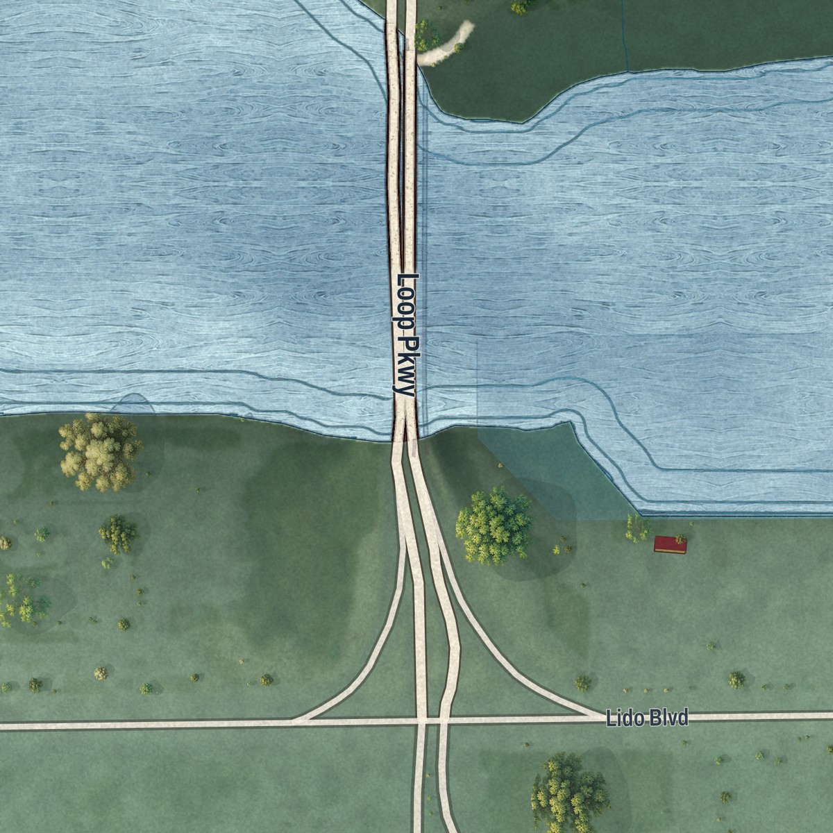 Second close-up of the map of Point Lookout, New York print showing more streets and buildings