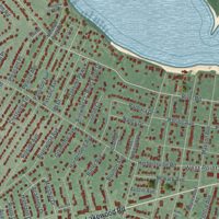 Second close-up of the map of Point Pleasant, New Jersey print showing more streets and buildings
