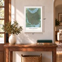 Point Pleasant, New Jersey map, 12 x 18 inch print in a white frame in an entryway