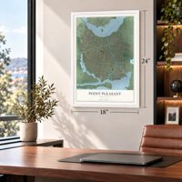 Point Pleasant, New Jersey map, 18 x 24 inch print in a white frame in a home office