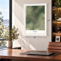 Point, Texas map, 18 x 24 inch print in a white frame in a home office