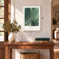 Point View, Pennsylvania map, 12 x 18 inch print in a white frame in an entryway