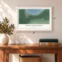 Pointe Aux Barques, Michigan map, 12 x 18 inch print in a white frame in an entryway