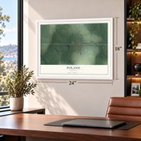 Poland, Indiana map, 18 x 24 inch print in a white frame in a home office