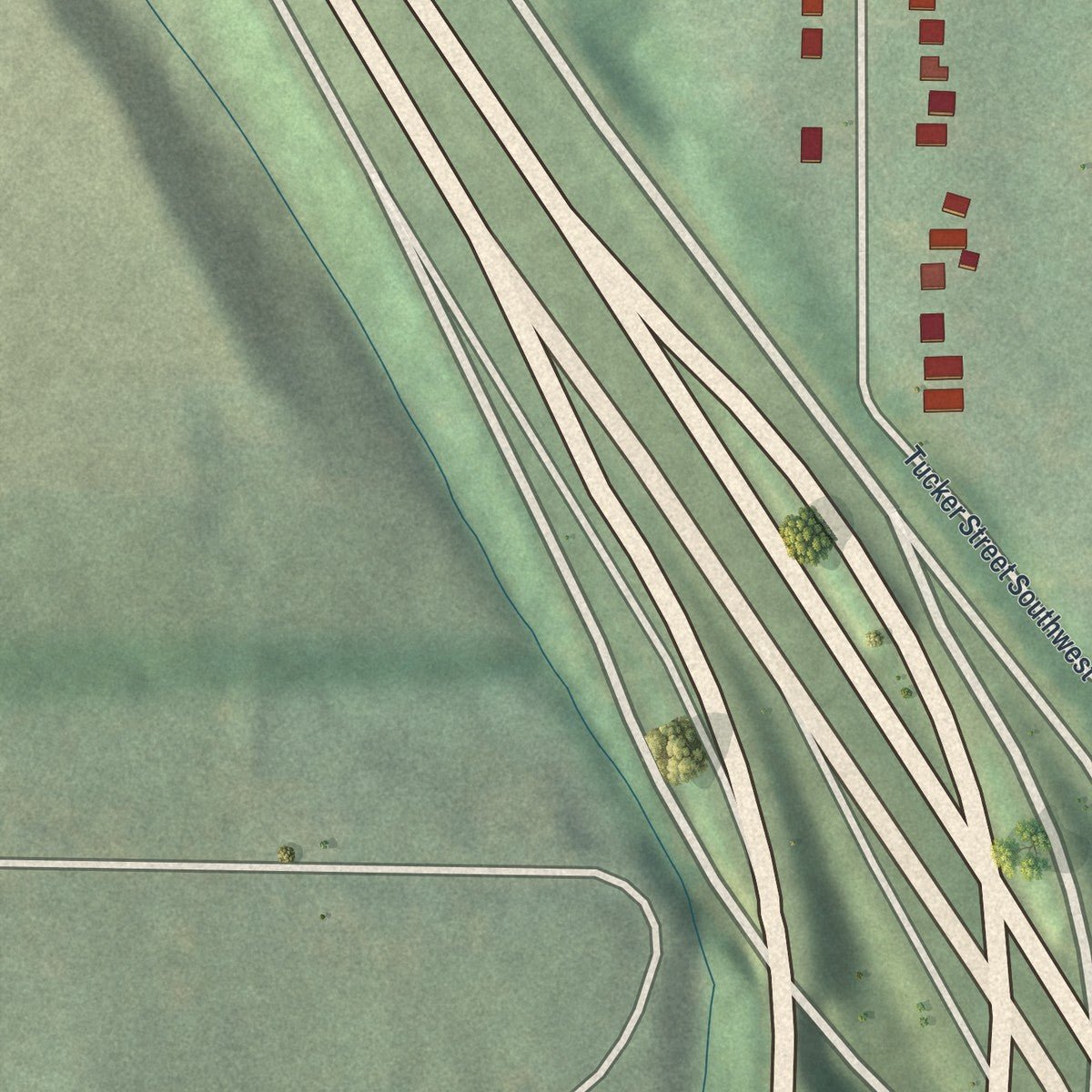Second close-up of the map of Polar Rock, Georgia print showing more streets and buildings