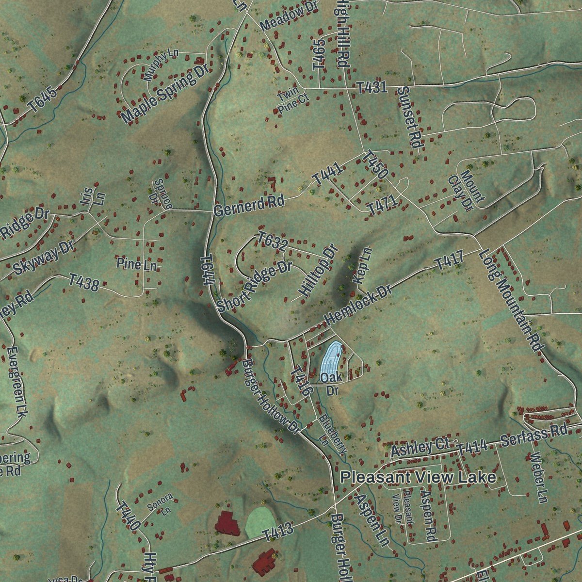 Second close-up of the map of Polk, Monroe County, Pennsylvania print showing more streets and buildings