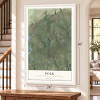 Polk, Monroe County, Pennsylvania map, 24 x 36 inch print in a white frame by a staircase