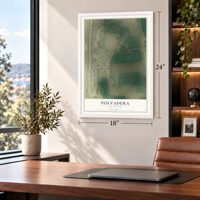 Polvadera, New Mexico map, 18 x 24 inch print in a white frame in a home office