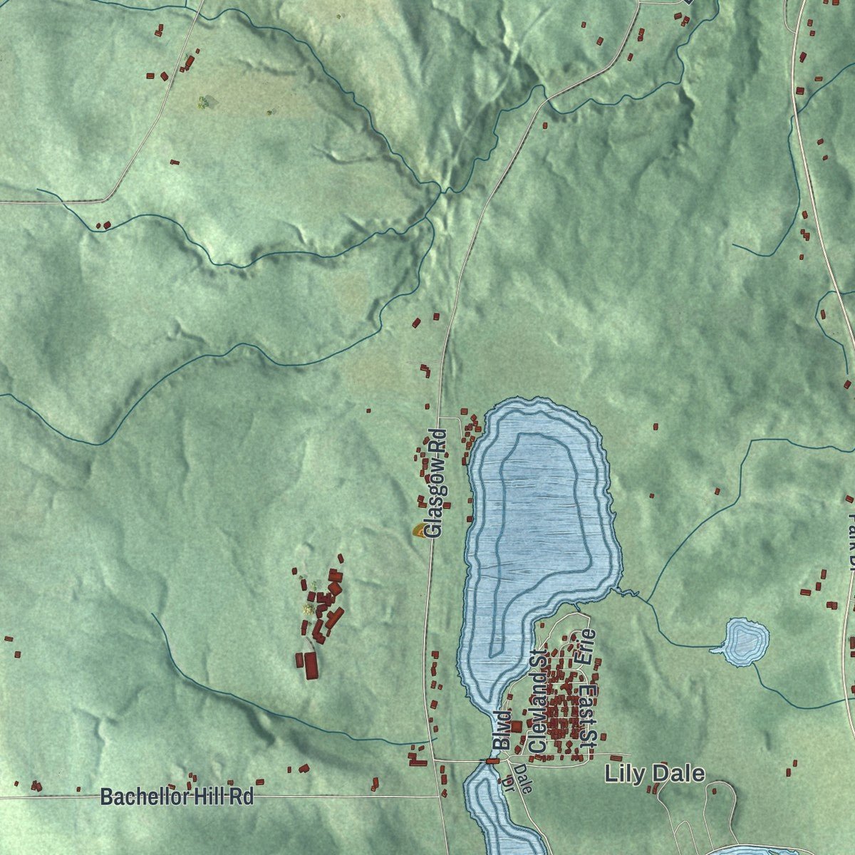 Second close-up of the map of Pomfret, New York print showing more streets and buildings