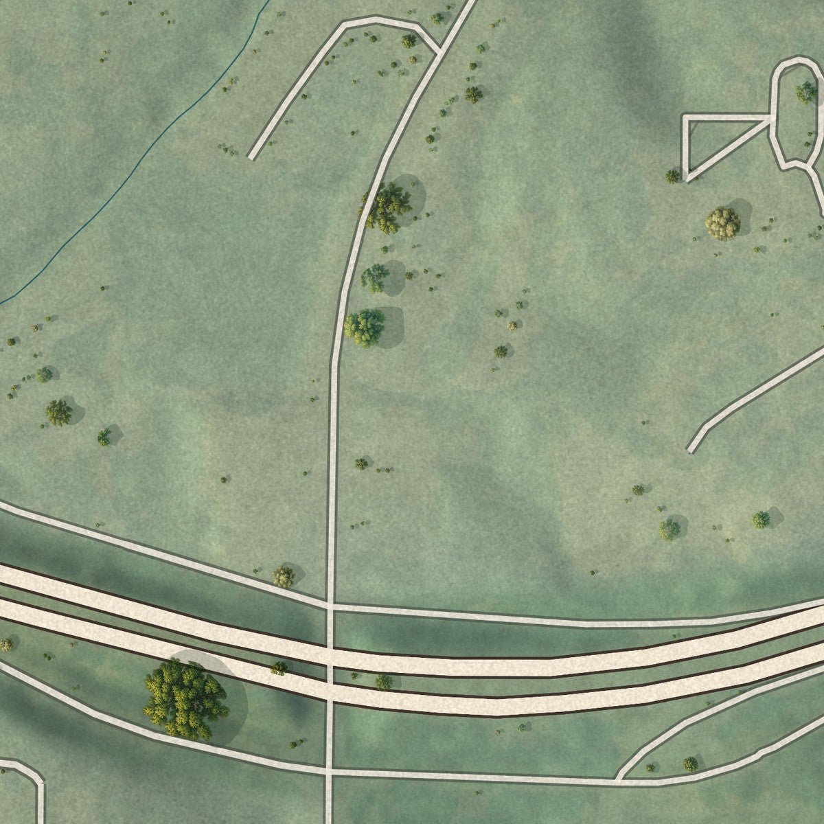 Second close-up of the map of Pomona Park, Georgia print showing more streets and buildings