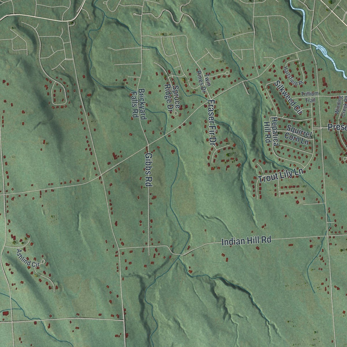 Second close-up of the map of Pompey, New York print showing more streets and buildings
