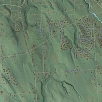 Second close-up of the map of Pompey, New York print showing more streets and buildings