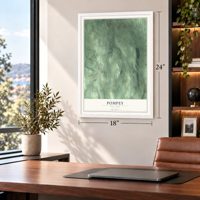 Pompey, New York map, 18 x 24 inch print in a white frame in a home office