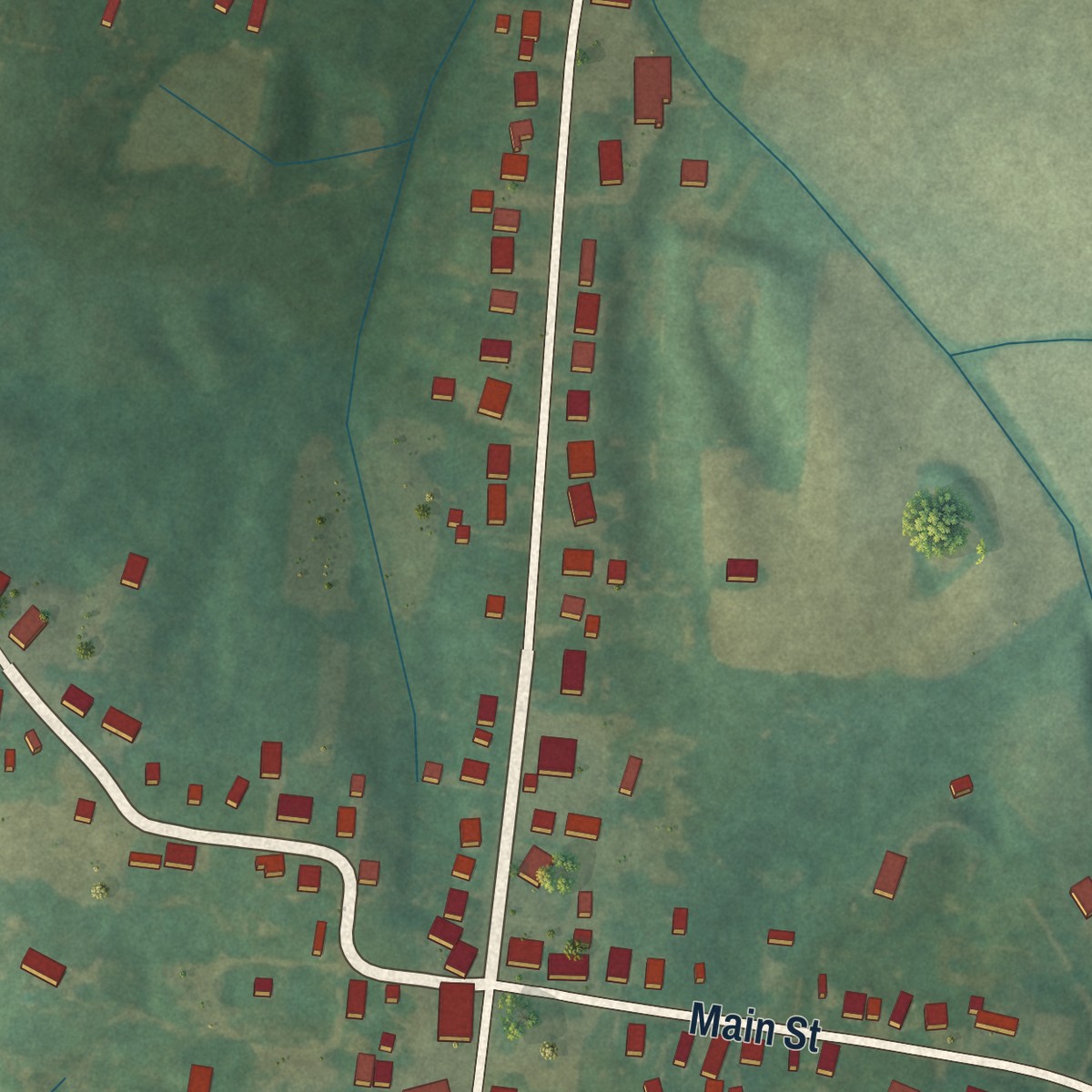 Second close-up of the map of Poole, Kentucky print showing more streets and buildings