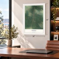 Poole, Kentucky map, 18 x 24 inch print in a white frame in a home office