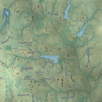 Second close-up of the map of Poolville, Texas print showing more streets and buildings