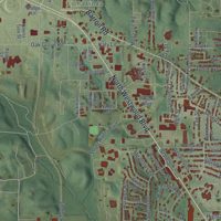 Second close-up of the map of Poplar Bluff, Missouri print showing more streets and buildings