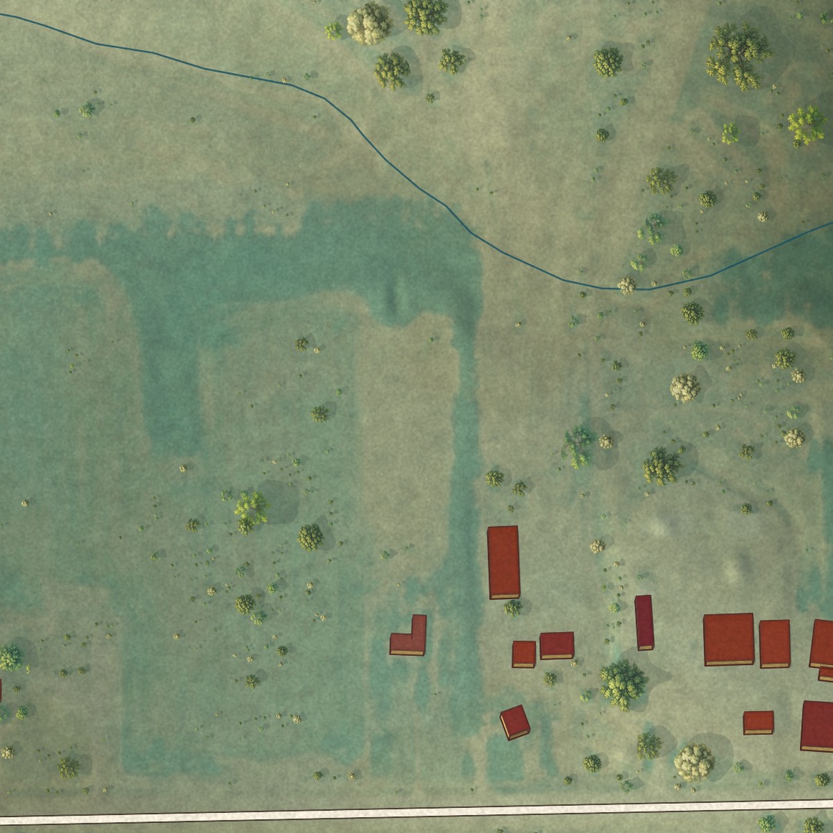 Second close-up of the map of Poplar Grove, Arkansas print showing more streets and buildings