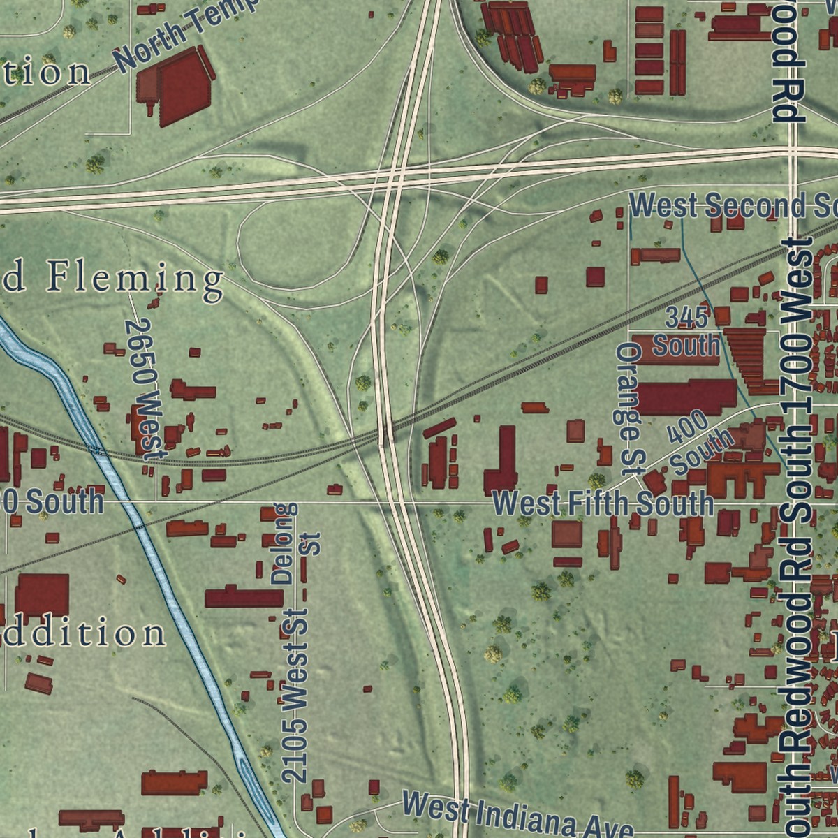 Second close-up of the map of Poplar Grove, Utah print showing more streets and buildings