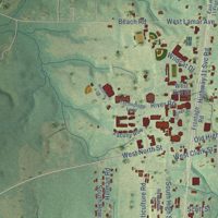 Second close-up of the map of Poplarville, Mississippi print showing more streets and buildings