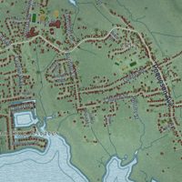 Second close-up of the map of Poquoson, Virginia print showing more streets and buildings