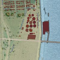 Second close-up of the map of Port Allen, Louisiana print showing more streets and buildings