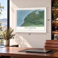 Port Alsworth, Alaska map, 18 x 24 inch print in a white frame in a home office