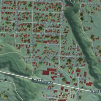 Second close-up of the map of Port Angeles East, Washington print showing more streets and buildings