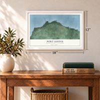 Port Austin, Huron County, Michigan map, 12 x 18 inch print in a white frame in an entryway