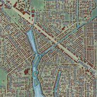 Second close-up of the map of Port Charlotte, Florida print showing more streets and buildings