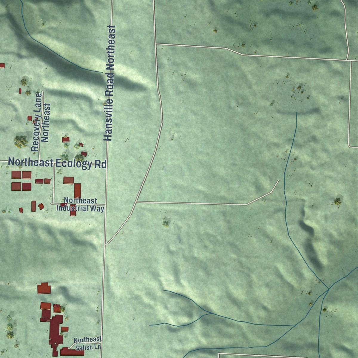 Second close-up of the map of Port Gamble Tribal Community, Washington print showing more streets and buildings