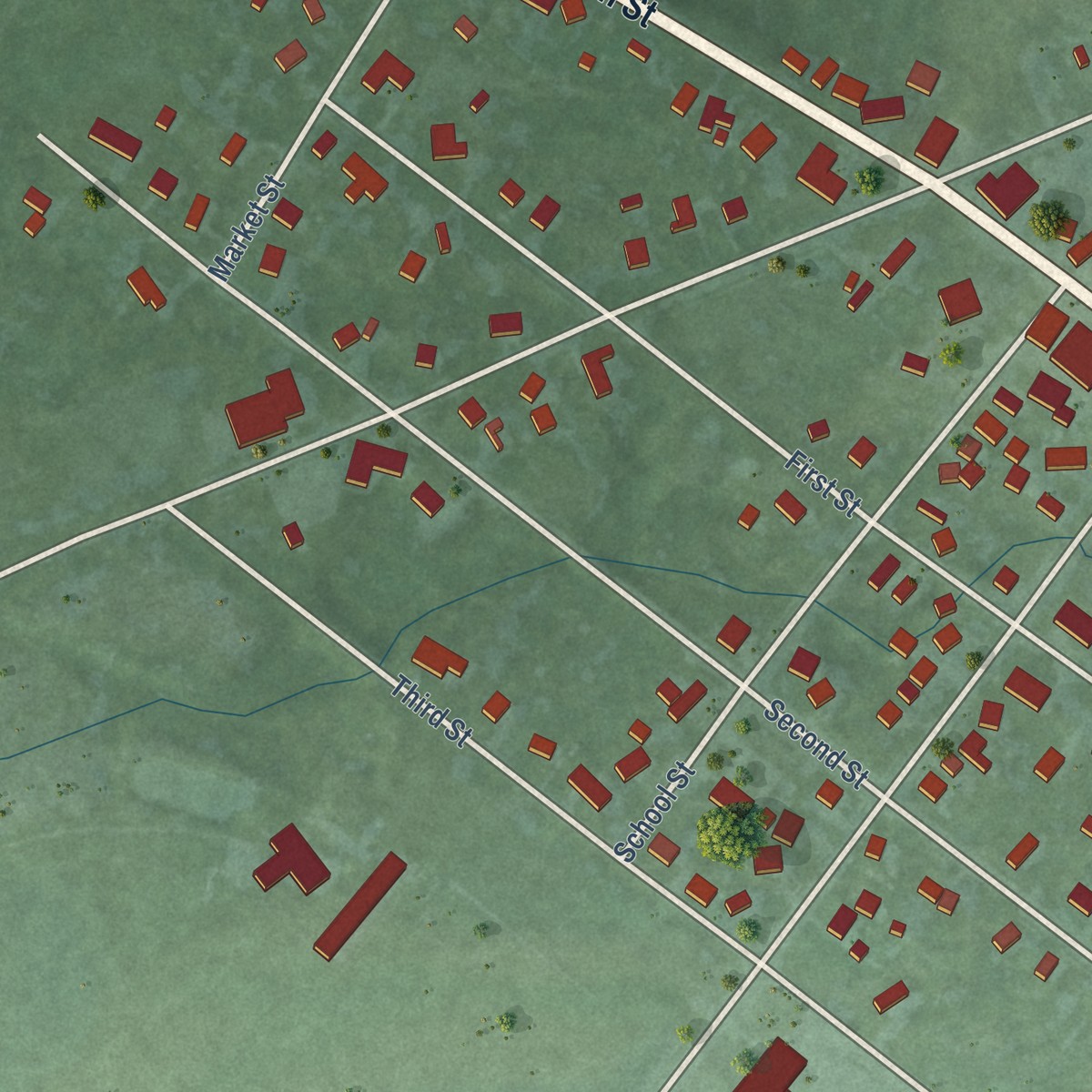 Second close-up of the map of Port Hope, Michigan print showing more streets and buildings