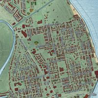 Second close-up of the map of Port Huron, Michigan print showing more streets and buildings