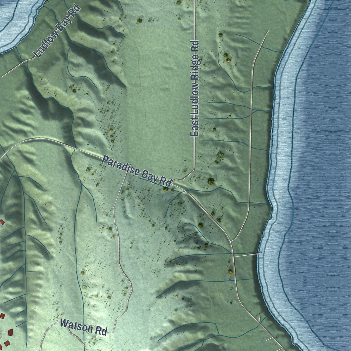 Second close-up of the map of Port Ludlow, Washington print showing more streets and buildings