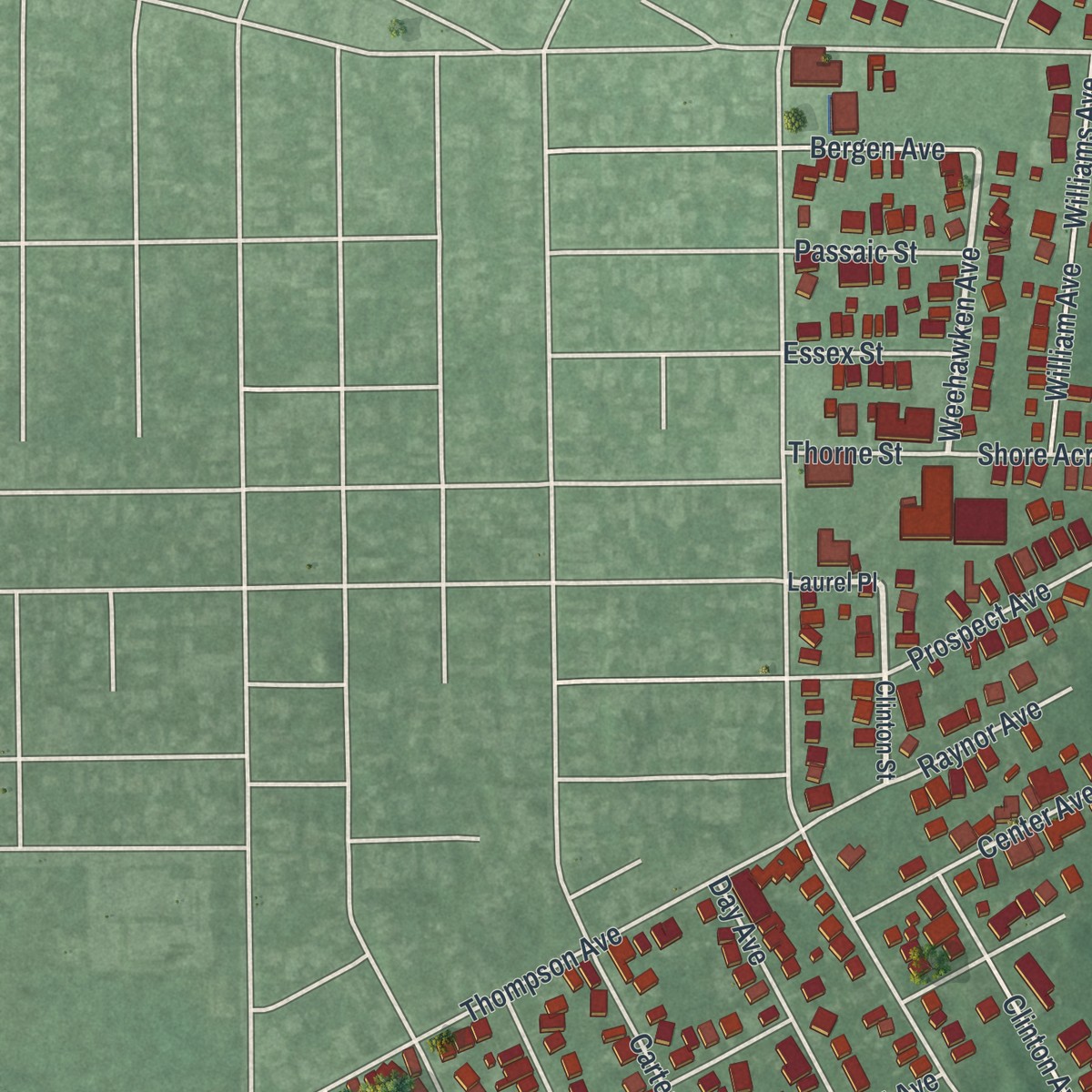 Second close-up of the map of Port Monmouth, New Jersey print showing more streets and buildings