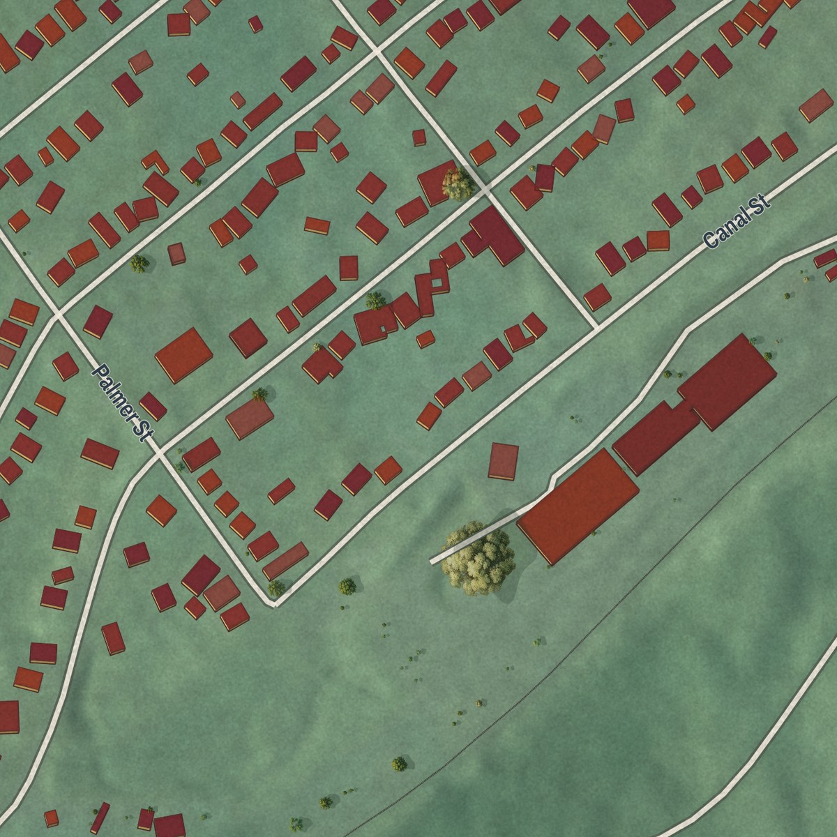 Second close-up of the map of Port Morris, New Jersey print showing more streets and buildings