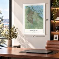 Port Neches, Texas map, 18 x 24 inch print in a white frame in a home office