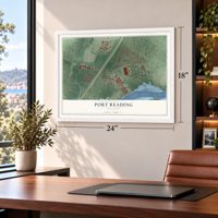 Port Reading, New Jersey map, 18 x 24 inch print in a white frame in a home office