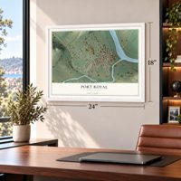 Port Royal, Pennsylvania map, 18 x 24 inch print in a white frame in a home office