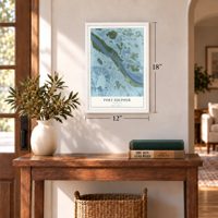 Port Sulphur, Louisiana map, 12 x 18 inch print in a white frame in an entryway
