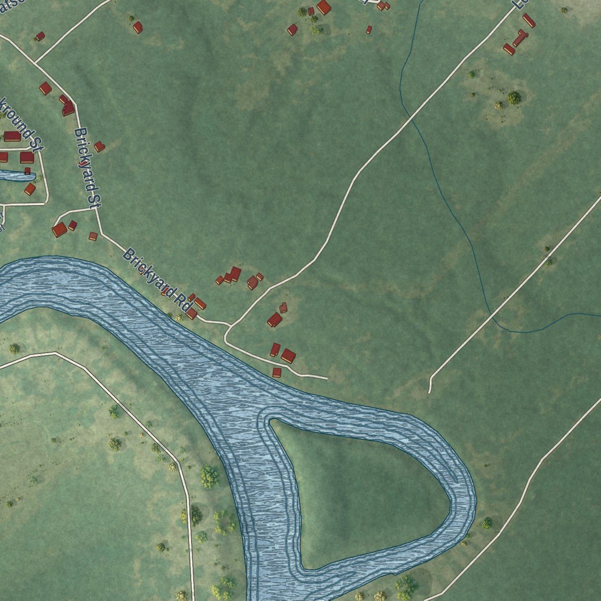 Second close-up of the map of Port Vincent, Louisiana print showing more streets and buildings