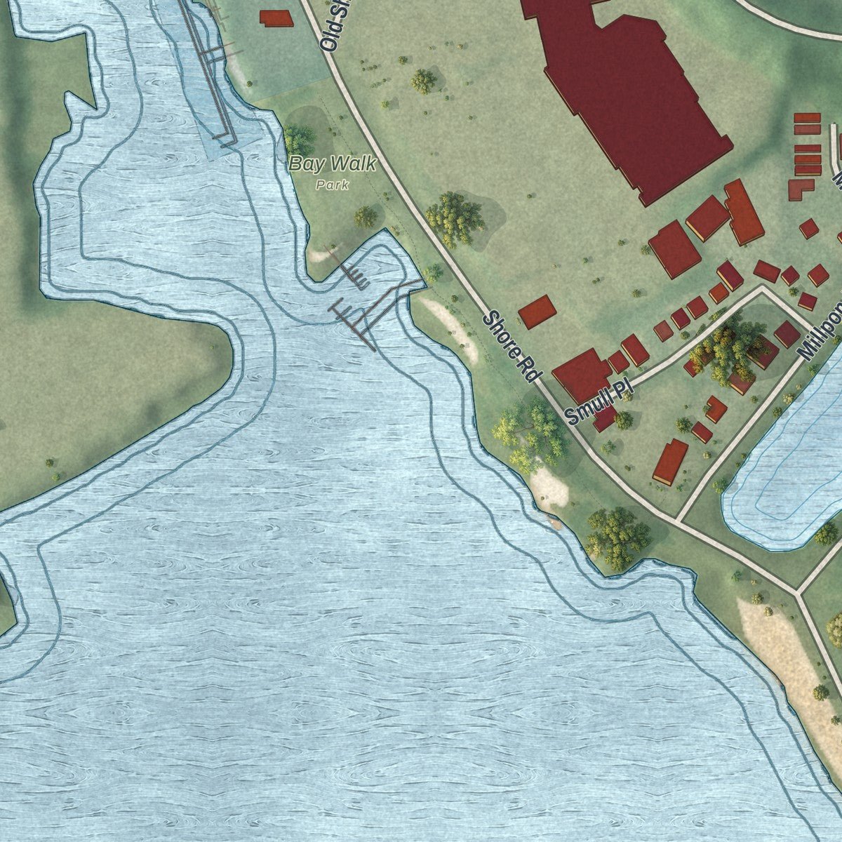 Second close-up of the map of Port Washington North, New York print showing more streets and buildings