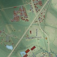 Second close-up of the map of Port Wentworth, Georgia print showing more streets and buildings