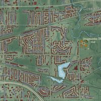 Second close-up of the map of Portage, Indiana print showing more streets and buildings