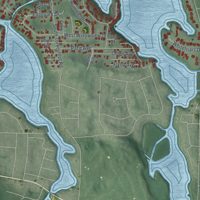 Second close-up of the map of Portage Lakes, Ohio print showing more streets and buildings