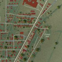 Second close-up of the map of Portageville, Missouri print showing more streets and buildings