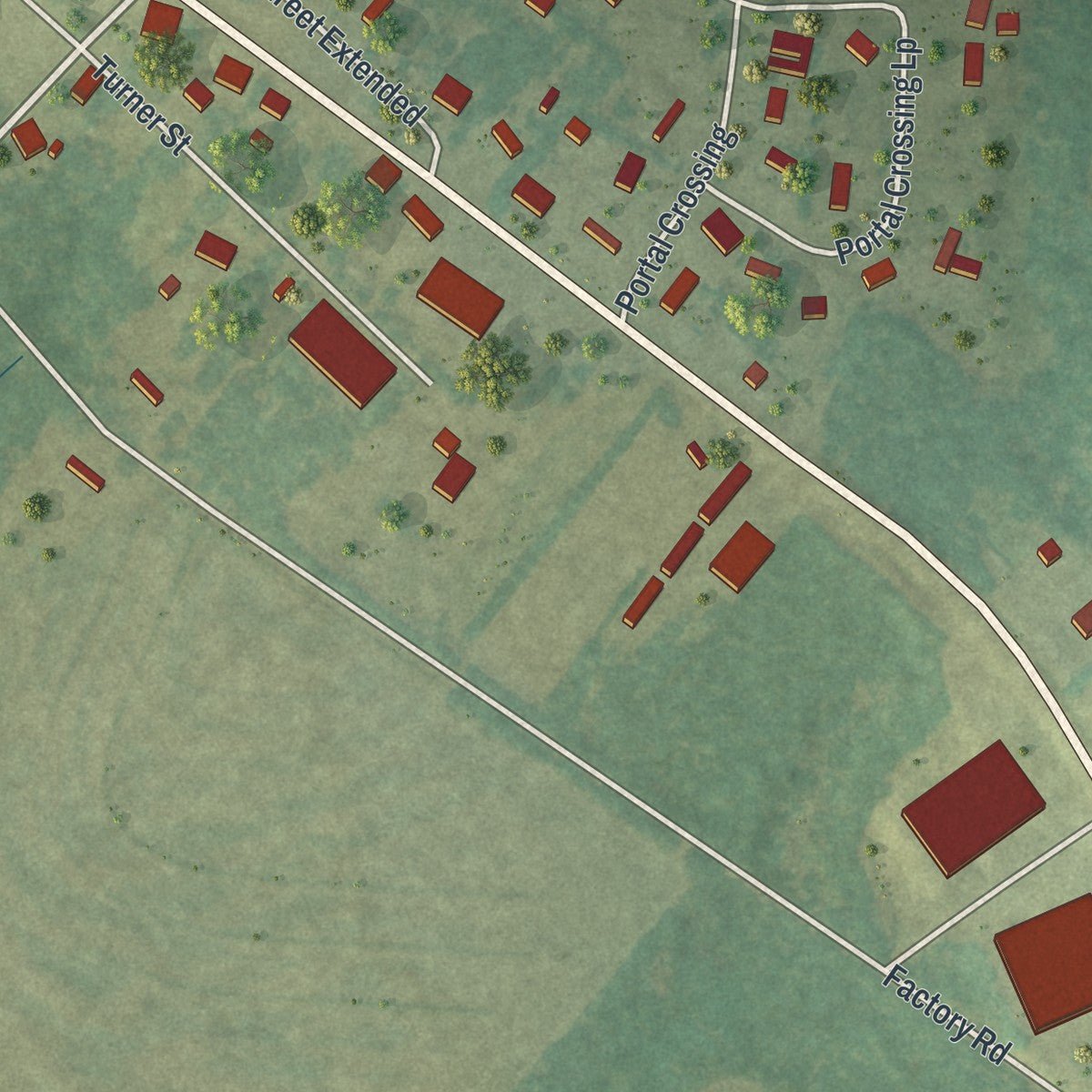 Second close-up of the map of Portal, Georgia print showing more streets and buildings