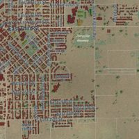 Second close-up of the map of Portales, New Mexico print showing more streets and buildings