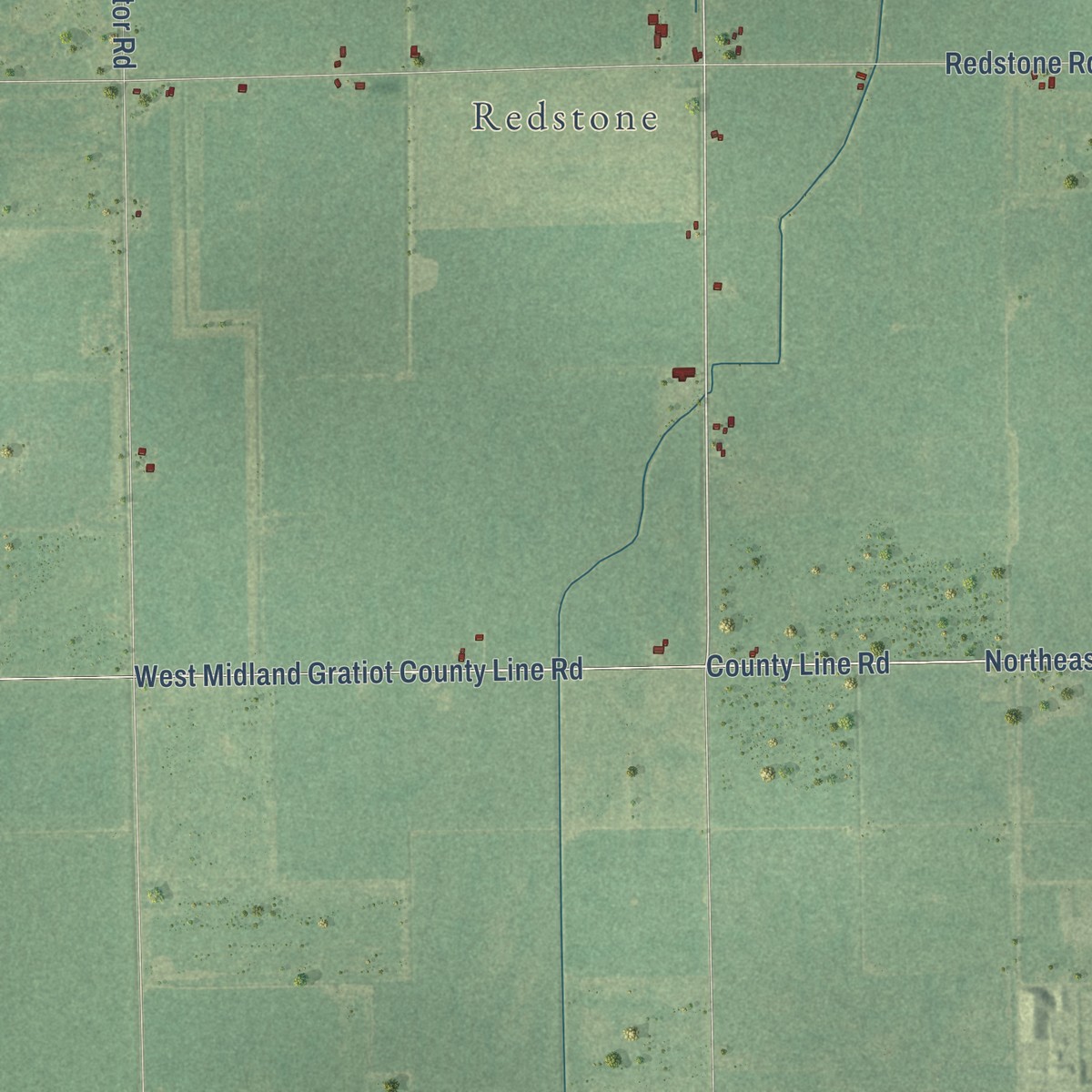 Second close-up of the map of Porter, Midland County, Michigan print showing more streets and buildings